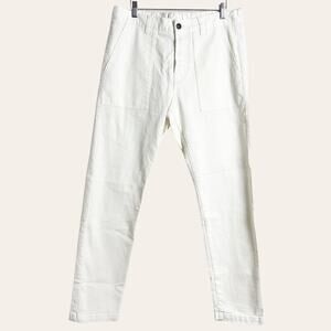 Eleventy Platinum White Slim Fit Flat Front Chino Cargo Pants Size 33